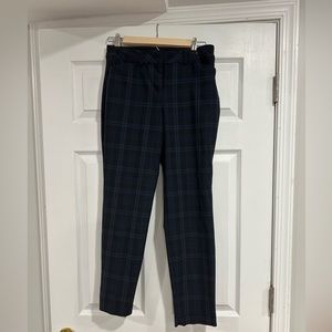 Express Black/Blue Plaid Publicist Ankle Pant Work Office Medium Rise Size 6R